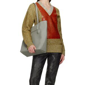 Marni Gray Grained Leather Shopper Tote